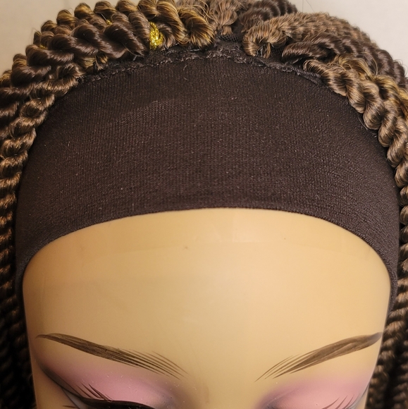New Handmade Senegalese Twists Headband Crochet Wig, 12 inches. Color #1b - Picture 7 of 9